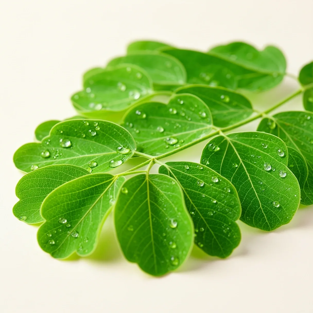 Botanical detail of Moringa leaves